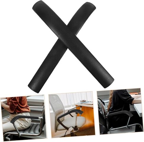 Office Chair Armrest Replacement Pads Black Plastic Arm Covers with Round Tube Design for Comfortable Support Easy to Install Armrest Cushions for Computer and Office Chairs in Saudi Arabia