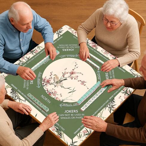 Mahjong Mat, 32.4×32.4 Inch, Portable, Reusable, Easy to Clean and Non-Fading Mahjong Mat for Table, Can Be Used in Poker, Dominoes, Board and Tile Games, Cards, Bridge (Classical) in Kuwait
