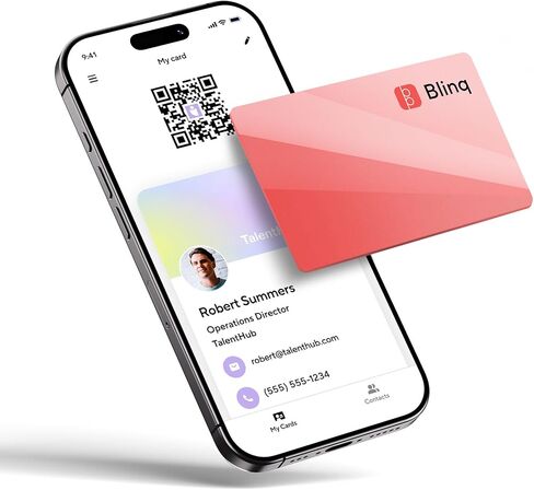بطاقة الأعمال الرقمية Blinq - بطاقة NFC - مشاركة فورية عبر Tap - متوافقة مع iPhone وAndroid (أسود) in Kuwait