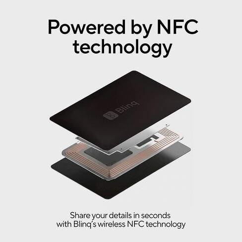 بطاقة الأعمال الرقمية Blinq - بطاقة NFC - مشاركة فورية عبر Tap - متوافقة مع iPhone وAndroid (أسود) in Kuwait