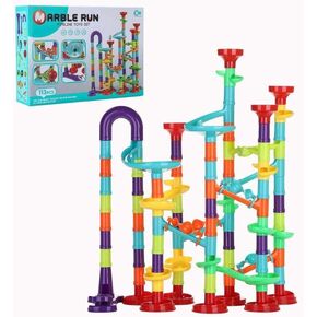 Marble Run Construction Set, STEM Learning Building Toy, 113 Pieces, Colorful Plastic Track with Spiral Ladder, Rotating Funnel, Ages 3-8 in Saudi Arabia