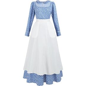 LSYYSKB Women Pioneer Dress Prairie Colonial Costume Dress 1800s American Historical Pioneer Prairie Laura Costumes in Saudi Arabia