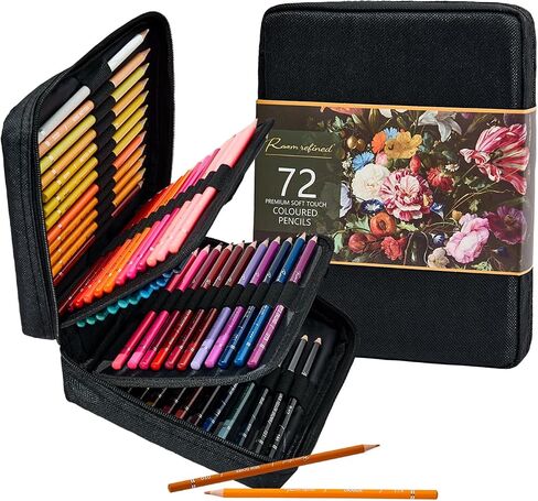 72 Premium Colored Pencils for Adult Coloring, Artist Soft Series Lead Cores with Vibrant Colors, Professional Oil Based Colored Pencils, Gift Box in Saudi Arabia