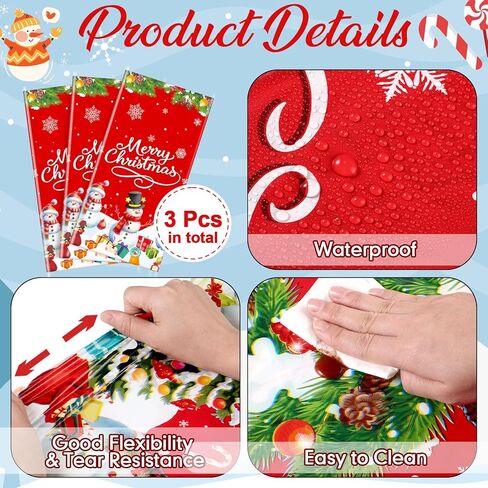 3 قطع مفرش طاولة رجل ثلج عيد الميلاد من البلاستيك غطاء طاولة ندفة الثلج مقاس 54 × 108 بوصة للاستعمال مرة واحدة لتزيين طاولة شجرة عيد الميلاد لقضاء عطلة الشتاء لوازم حفلات عيد الميلاد (أزرق، رجل ثلج) in Kuwait