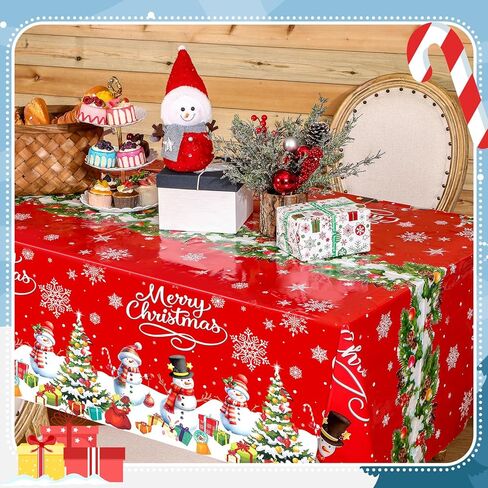 3 قطع مفرش طاولة رجل ثلج عيد الميلاد من البلاستيك غطاء طاولة ندفة الثلج مقاس 54 × 108 بوصة للاستعمال مرة واحدة لتزيين طاولة شجرة عيد الميلاد لقضاء عطلة الشتاء لوازم حفلات عيد الميلاد (أزرق، رجل ثلج) in Kuwait