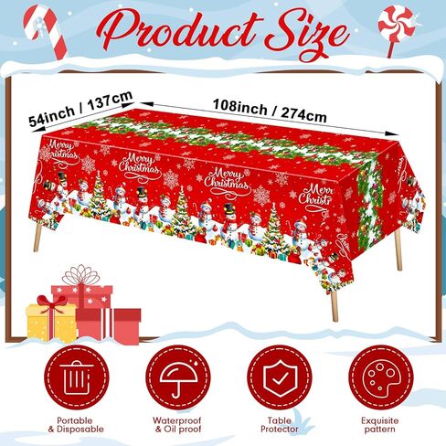 3 قطع مفرش طاولة رجل ثلج عيد الميلاد من البلاستيك غطاء طاولة ندفة الثلج مقاس 54 × 108 بوصة للاستعمال مرة واحدة لتزيين طاولة شجرة عيد الميلاد لقضاء عطلة الشتاء لوازم حفلات عيد الميلاد (أزرق، رجل ثلج) in Kuwait