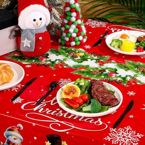 3 قطع مفرش طاولة رجل ثلج عيد الميلاد من البلاستيك غطاء طاولة ندفة الثلج مقاس 54 × 108 بوصة للاستعمال مرة واحدة لتزيين طاولة شجرة عيد الميلاد لقضاء عطلة الشتاء لوازم حفلات عيد الميلاد (أزرق، رجل ثلج) in Kuwait