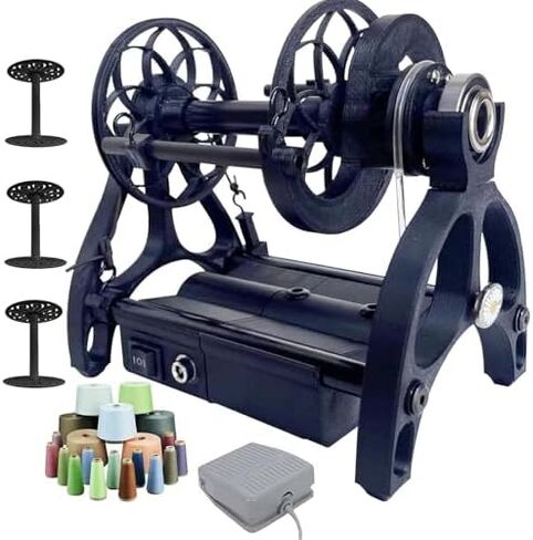Smart Yarn Spinner Machine - Electric Wheel with 120g Capacity, Foot Switch, 3 Spools, 12V Drum Carder, Adjustable Speed, Forward/Reverse - Perfect for Pet Hair & Crafts in Saudi Arabia
