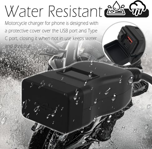 Motorcycle Phone Charger,Dual USB QC + 30W PD Quick Motorcycle USB Charger with Red Voltmeter and ON/Off Switch,SAE to USBs & Type C Motorcycles USBs Port for Tablet,Phone,GPS in Saudi Arabia