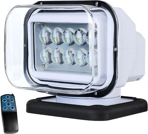 Remote Control LED Search Light for Truck,360 Rotating White Go Outdoor Spot Light for Truck Trailer,Magnetic Mount Marine Spotlight for Boat 12V 24V in Saudi Arabia