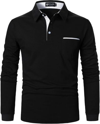 STTLZMC Men's Polo Shirt Long Sleeve Fashion Diagonal Strips Collar Classic Casual T-Shirt in Saudi Arabia