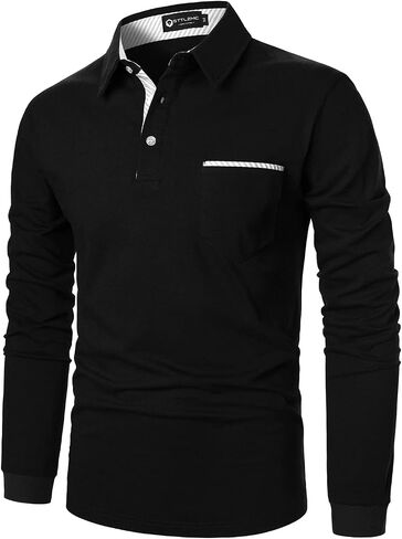 STTLZMC Men's Polo Shirt Long Sleeve Fashion Diagonal Strips Collar Classic Casual T-Shirt in Saudi Arabia