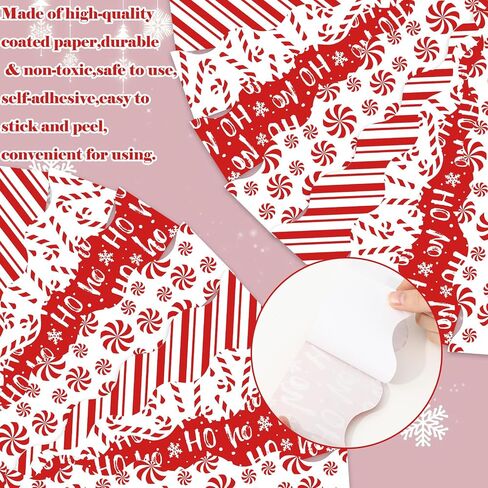 70 Ft Christmas Bulletin Board Borders Red Candy Cane Stripe Self-Adhesive Trim Border Stickers for Xmas Winter Party Home Office Decor in Saudi Arabia