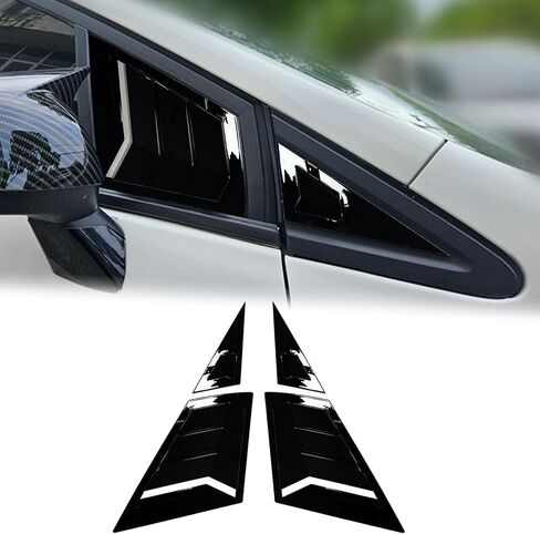 Kurtz Front Side Window Louvers for 9th Gen Honda Civic Sedan 2012 2013 2014 2015 Triangular Window Glass Blinds Air Vent Scoop Shades Cover Blinds Trim Sport Accessories ABS Bright Black 2PCS in Saudi Arabia