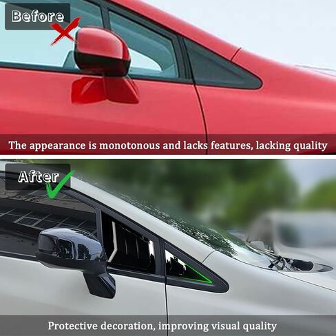 Kurtz Front Side Window Louvers for 9th Gen Honda Civic Sedan 2012 2013 2014 2015 Triangular Window Glass Blinds Air Vent Scoop Shades Cover Blinds Trim Sport Accessories ABS Bright Black 2PCS in Saudi Arabia