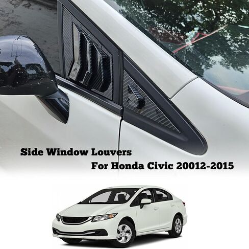 Kurtz Front Side Window Louvers for 9th Gen Honda Civic Sedan 2012 2013 2014 2015 Triangular Window Glass Blinds Air Vent Scoop Shades Cover Blinds Trim Sport Accessories ABS Bright Black 2PCS in Saudi Arabia