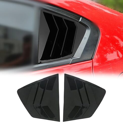 Kurtz Front Side Window Louvers for 9th Gen Honda Civic Sedan 2012 2013 2014 2015 Triangular Window Glass Blinds Air Vent Scoop Shades Cover Blinds Trim Sport Accessories ABS Bright Black 2PCS in Saudi Arabia