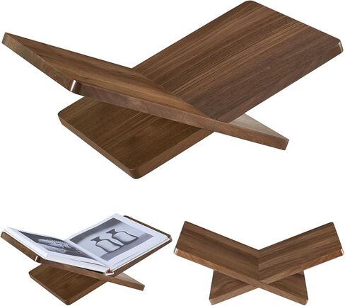 Solid Wooden Book Stand for Desktop Display & Reading –15.7" x 9.4" x 5.7" Extra Large Wood Open Book Holder for Cookbook, Bible, Recipe, Textbook, Magazine (N. American Black Walnut) in Kuwait