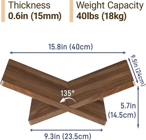 Solid Wooden Book Stand for Desktop Display & Reading –15.7" x 9.4" x 5.7" Extra Large Wood Open Book Holder for Cookbook, Bible, Recipe, Textbook, Magazine (N. American Black Walnut) in Kuwait