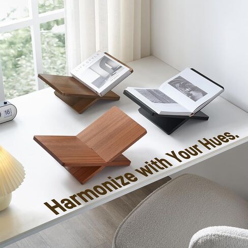 Solid Wooden Book Stand for Desktop Display & Reading –15.7" x 9.4" x 5.7" Extra Large Wood Open Book Holder for Cookbook, Bible, Recipe, Textbook, Magazine (N. American Black Walnut) in Kuwait