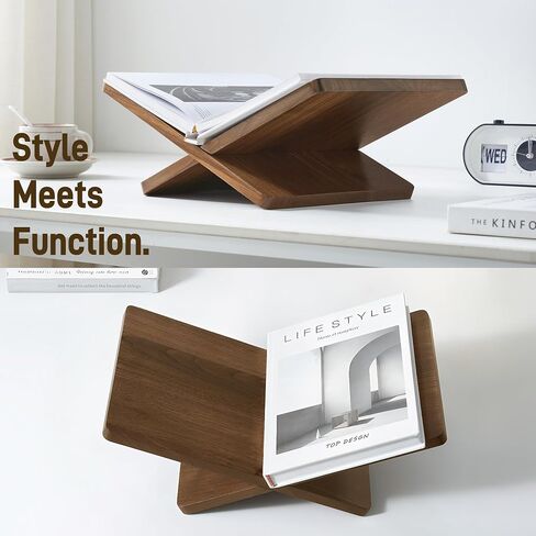 Solid Wooden Book Stand for Desktop Display & Reading –15.7" x 9.4" x 5.7" Extra Large Wood Open Book Holder for Cookbook, Bible, Recipe, Textbook, Magazine (N. American Black Walnut) in Kuwait