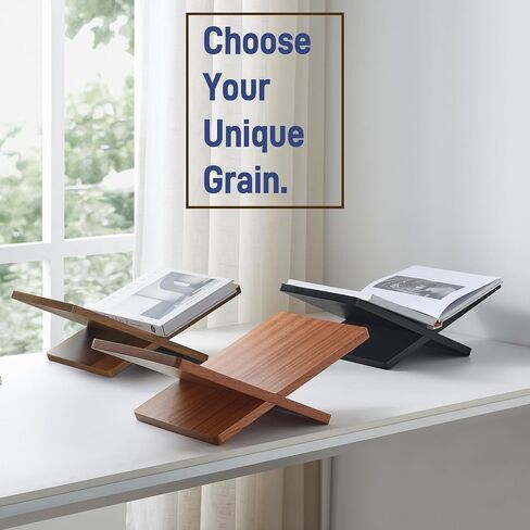 Solid Wooden Book Stand for Desktop Display & Reading –15.7" x 9.4" x 5.7" Extra Large Wood Open Book Holder for Cookbook, Bible, Recipe, Textbook, Magazine (N. American Black Walnut) in Kuwait