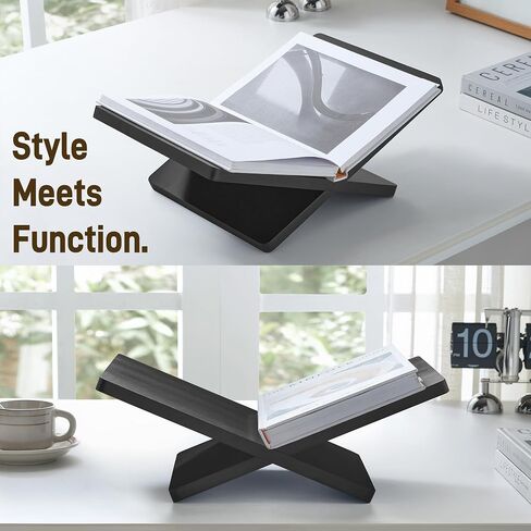 Solid Wooden Book Stand for Desktop Display & Reading –15.7" x 9.4" x 5.7" Extra Large Wood Open Book Holder for Cookbook, Bible, Recipe, Textbook, Magazine (N. American Black Walnut) in Kuwait