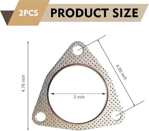 2 PCS Exhaust Gasket, 2.5" 3-Bolt Exhaust Flange Gasket Set, Sealing Exhaust Pipe Gasket, Durable Manifold Muffler Catalytic Converter Gaskets Replacement, Universal for Most Models (Silver) in Saudi Arabia