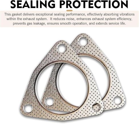 2 PCS Exhaust Gasket, 2.5" 3-Bolt Exhaust Flange Gasket Set, Sealing Exhaust Pipe Gasket, Durable Manifold Muffler Catalytic Converter Gaskets Replacement, Universal for Most Models (Silver) in Saudi Arabia