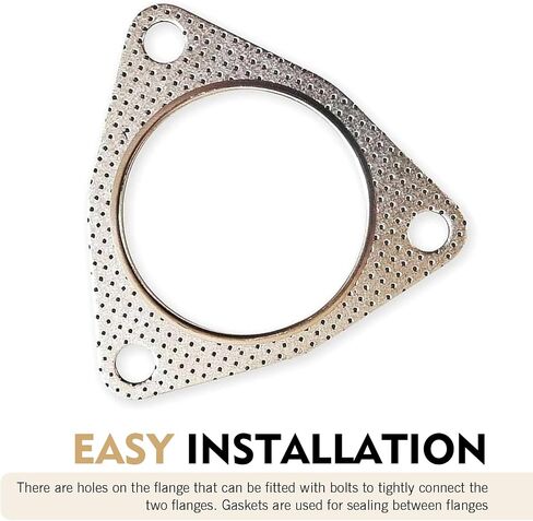 2 PCS Exhaust Gasket, 2.5" 3-Bolt Exhaust Flange Gasket Set, Sealing Exhaust Pipe Gasket, Durable Manifold Muffler Catalytic Converter Gaskets Replacement, Universal for Most Models (Silver) in Saudi Arabia