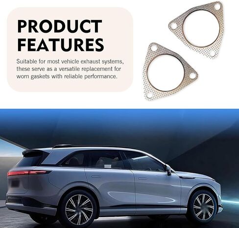 2 PCS Exhaust Gasket, 2.5" 3-Bolt Exhaust Flange Gasket Set, Sealing Exhaust Pipe Gasket, Durable Manifold Muffler Catalytic Converter Gaskets Replacement, Universal for Most Models (Silver) in Saudi Arabia