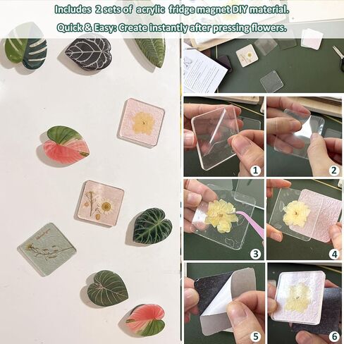KAXYEW Mini Flower Press Kit, 3.9"x3.9" Wooden Flowers Pressing Boards DIY Pressed Flowers Art - Fridge Magnet Bookmark Art Craftst Presservation Gifts for Flower Plant Lovers in Saudi Arabia