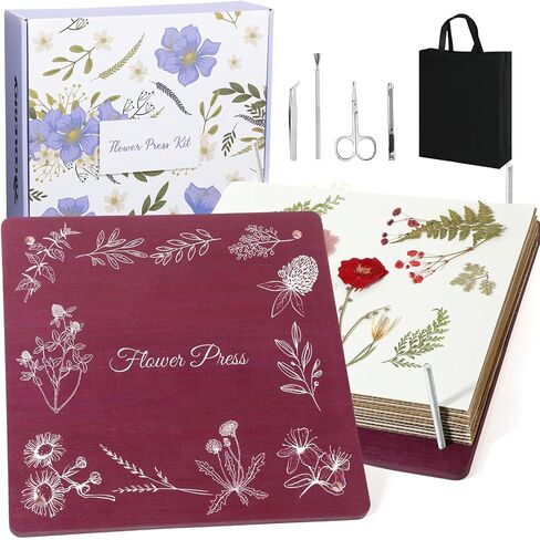 Hoolerry Extra Large Flower Press Kit 11" x 11" Wooden Floral Presser 10 Layers Wedding Bouquet Preservation Kit Dried Flower Art for Bookmark Floral Drying Gift(Olive) in Saudi Arabia