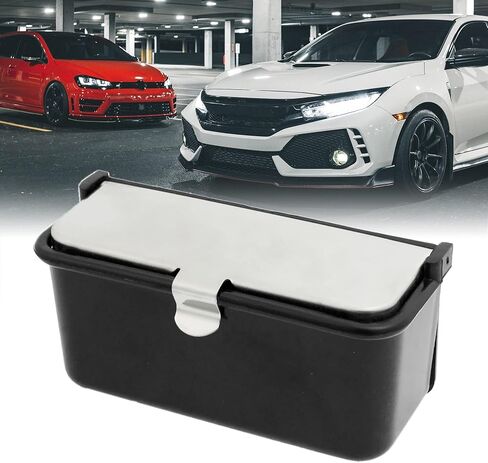 uxcell Metal Lid Smokeless Adhesive Car Cigarette Ashtray Holder Black Silver Tone in Saudi Arabia