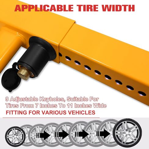 قطعتان من قفل العجلة العالمي شديد التحمل - قفل مقطورة مضاد للسرقة وصندوق السيارة، إطار أمان قابل للتعديل 11.4 بوصة للمقطورات والسيارات وعربة الجولف وATV وسيارات الدفع الرباعي وRV والقارب والتخييم والدراجة النارية | يتضمن مفتاحين in Kuwait