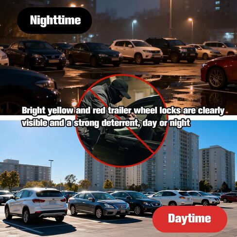 قطعتان من قفل العجلة العالمي شديد التحمل - قفل مقطورة مضاد للسرقة وصندوق السيارة، إطار أمان قابل للتعديل 11.4 بوصة للمقطورات والسيارات وعربة الجولف وATV وسيارات الدفع الرباعي وRV والقارب والتخييم والدراجة النارية | يتضمن مفتاحين in Kuwait