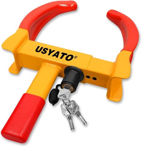 قطعتان من قفل العجلة العالمي شديد التحمل - قفل مقطورة مضاد للسرقة وصندوق السيارة، إطار أمان قابل للتعديل 11.4 بوصة للمقطورات والسيارات وعربة الجولف وATV وسيارات الدفع الرباعي وRV والقارب والتخييم والدراجة النارية | يتضمن مفتاحين in Kuwait