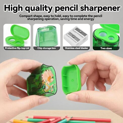Pencil Sharpener Set, 4 Pack Manual Double Hole Compact Handheld Sharpeners with Lid for Students Office School Classroom Travel Art Supplies in Saudi Arabia