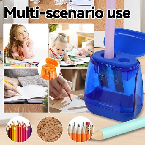 Pencil Sharpener Set, 4 Pack Manual Double Hole Compact Handheld Sharpeners with Lid for Students Office School Classroom Travel Art Supplies in Saudi Arabia