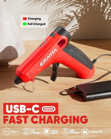 4V Pink Cordless Hot Glue Gun Kit with 30 Multi-Color Glue Gun Sticks, Fast Preheating, USB-C Rechargeable with 2600mAh Built-in Battery, Less-Drip Hot Melt Glue Gun for DIY, Crafting, Art in Saudi Arabia