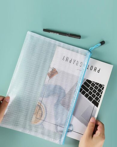 5 Pack Mesh Zipper Pouch Set, Waterproof Zipper Bags, Supplie Storage for Office, Travel, and Home Organization, 5 Colors & Sizes(A5, A6, Bills, B6, B8) in Saudi Arabia