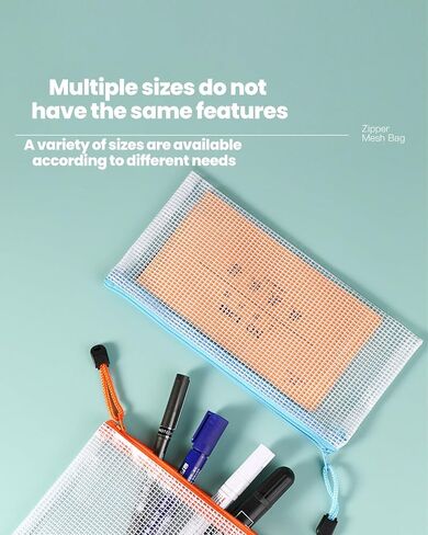 5 Pack Mesh Zipper Pouch Set, Waterproof Zipper Bags, Supplie Storage for Office, Travel, and Home Organization, 5 Colors & Sizes(A5, A6, Bills, B6, B8) in Saudi Arabia