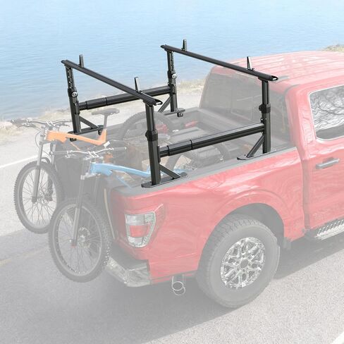 رف سلم شاحنة من الألومنيوم قابل للتعديل مع شريط جانبي مناسب لـ F150 سيلفرادو رام سييرا، مشبك بدون تركيب مثقاب، سعة 900 رطل للخدمة الشاقة، رف سرير الشاحنة للسلالم والزوارق والدراجات in Kuwait