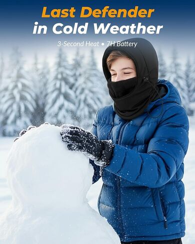 Graphene Heated Balaclava for Kids 6000mAh Battery Intelligent Rechargeable Outdoor Gifts for Winter Cold Weather in Saudi Arabia
