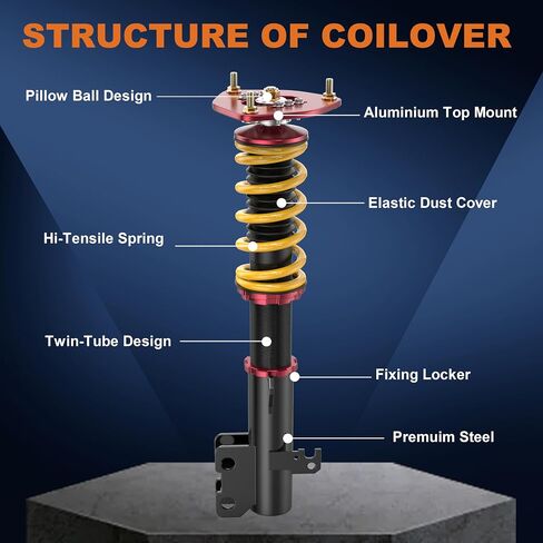 Coilovers Lowering Struts Compatible with 2000-2006 Toyota Celica GT GTS Shocks Height Adjustable Suspension Coil Spring Lowering Kit Front Rear Yellow in Saudi Arabia
