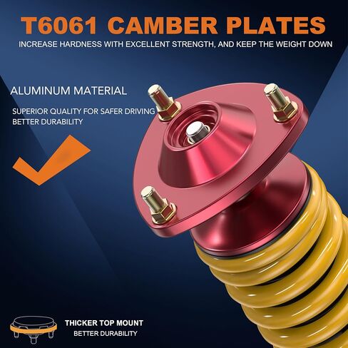 Lowering Coilovers Struts Compatible for 2002-2006 Acura RSX DC5 Front+Rear Shocks Adjustable Height Suspension Coil Spring Strut (Only for Coupe 2.0L) (Set of 4)(Yellow) in Saudi Arabia