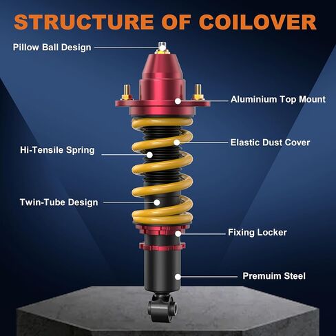 Lowering Coilovers Struts Compatible for 2002-2006 Acura RSX DC5 Front+Rear Shocks Adjustable Height Suspension Coil Spring Strut (Only for Coupe 2.0L) (Set of 4)(Yellow) in Saudi Arabia