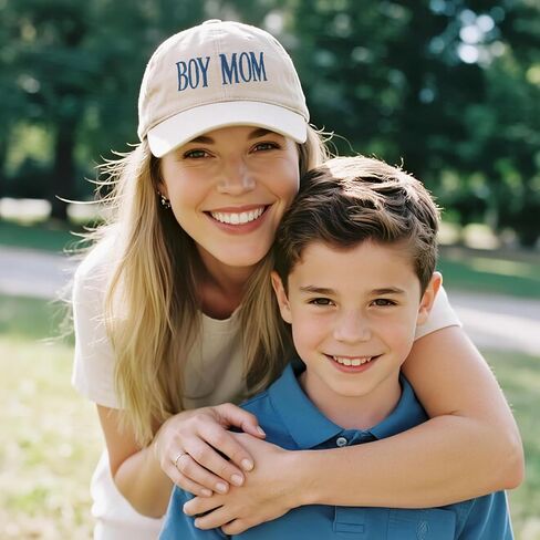 Boy Mom Hat, Adjustable Size Baseball Cap, Gift for Mother’s Day Birthday Christmas Beige in Saudi Arabia