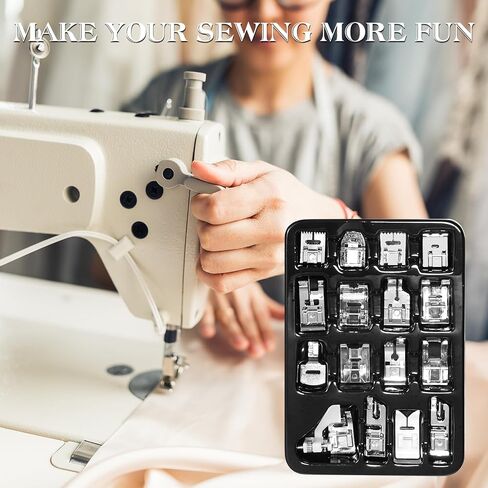 16 Pcs Sewing Machine Presser Feet Set, Sewing Machine Foot Fit for Brother, Singer, Janome, Babylock, Elna, Toyota, New Home, Simplicity, Necchi, and Most of Low Shank Sewing Machines in Saudi Arabia
