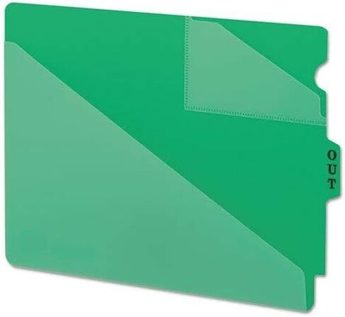 Out Guides w/Diagonal-Cut Pockets, Poly, Letter, Green, 50/Box, Sold as 1 Box in Saudi Arabia